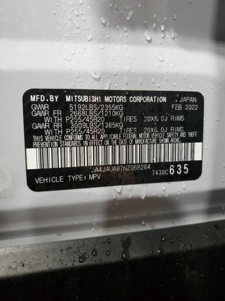 2022 MITSUBISHI OUTLANDER SE VIN:JA4J4UA87NZ068264