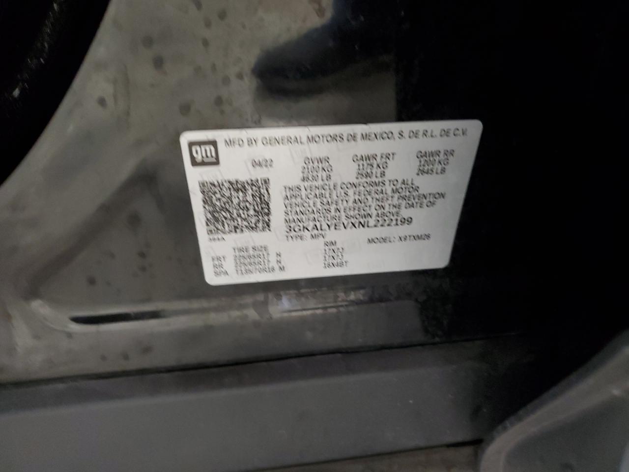 2022 GMC TERRAIN AT4 VIN:3GKALYEVXNL222199