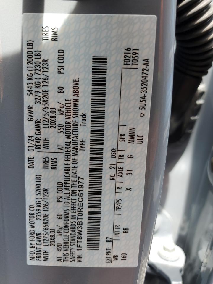 2024 FORD F350 SUPER DUTY VIN:1FT8W3BT0REC61977