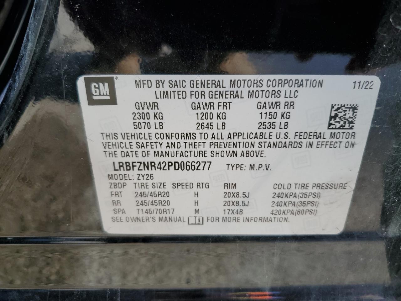2023 BUICK ENVISION ESSENCE VIN:LRBFZNR42PD066277