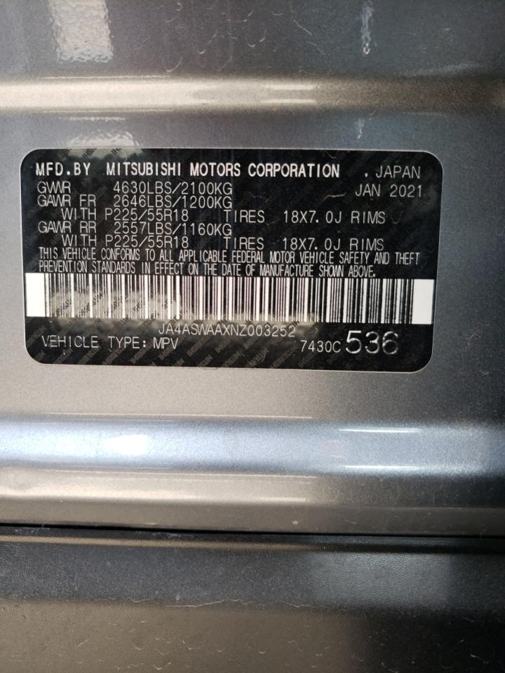 2022 MITSUBISHI ECLIPSE CROSS SE VIN:JA4ASWAAXNZ003252