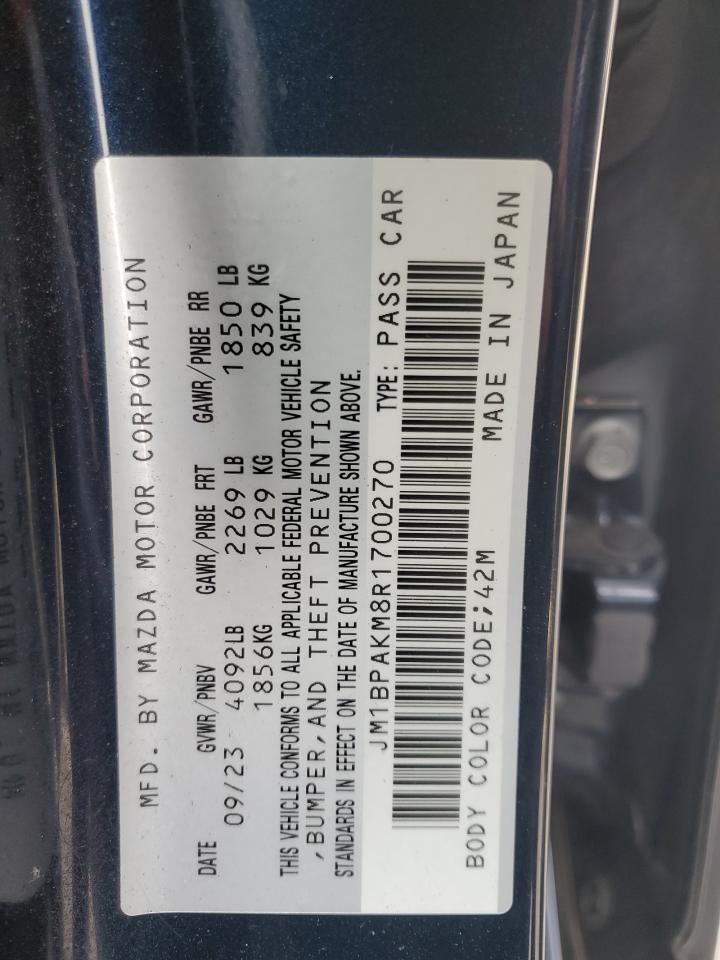 2024 MAZDA 3 SELECT SPORT VIN:JM1BPAKM8R1700270