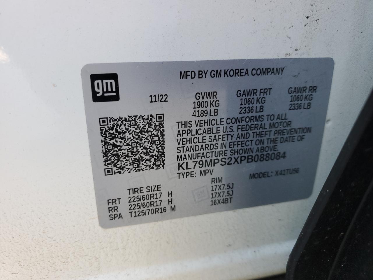 2023 CHEVROLET TRAILBLAZER LT VIN:KL79MPS2XPB088084