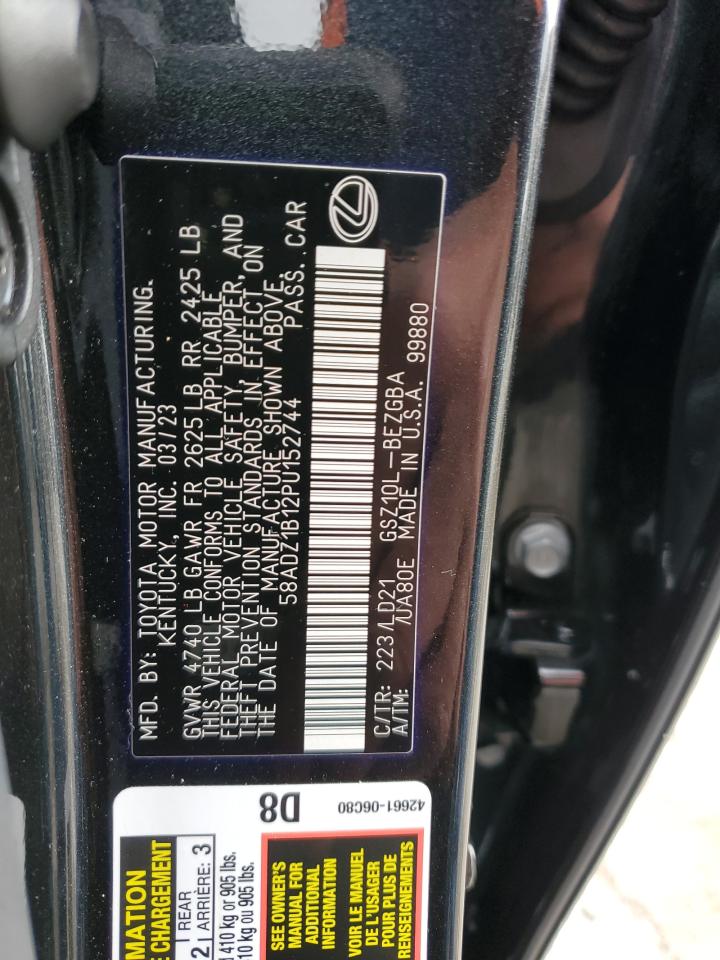 2023 LEXUS ES 350 BASE VIN:58ADZ1B12PU152744