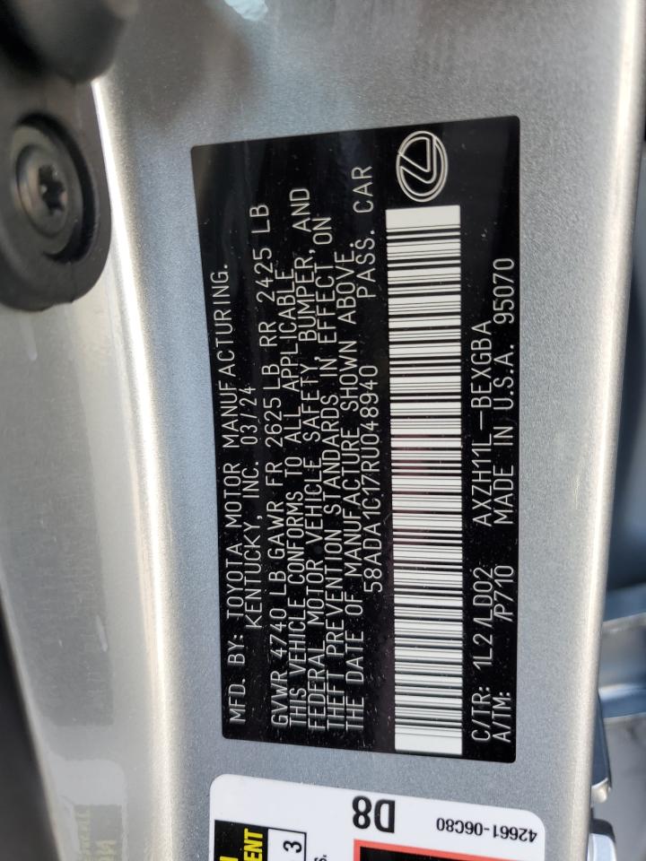 2024 LEXUS ES 300H BASE VIN:58ADA1C17RU048940