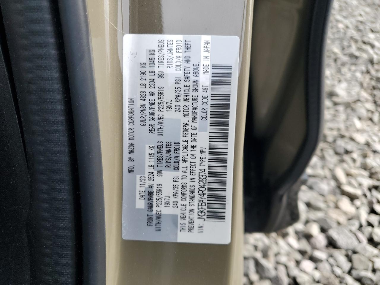 2024 MAZDA CX-5 CARBON TURBO VIN:JM3KFBAY4R0428374