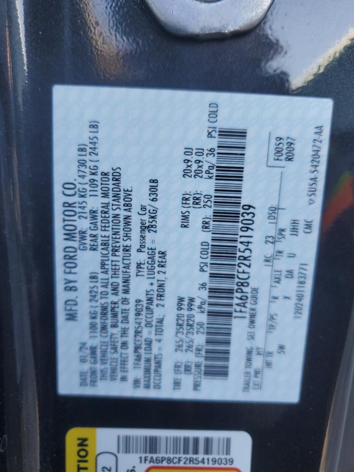 2024 FORD MUSTANG GT VIN:1FA6P8CF2R5419039