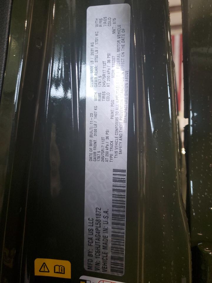 2023 JEEP GLADIATOR SPORT VIN:1C6HJTAG4PL581872