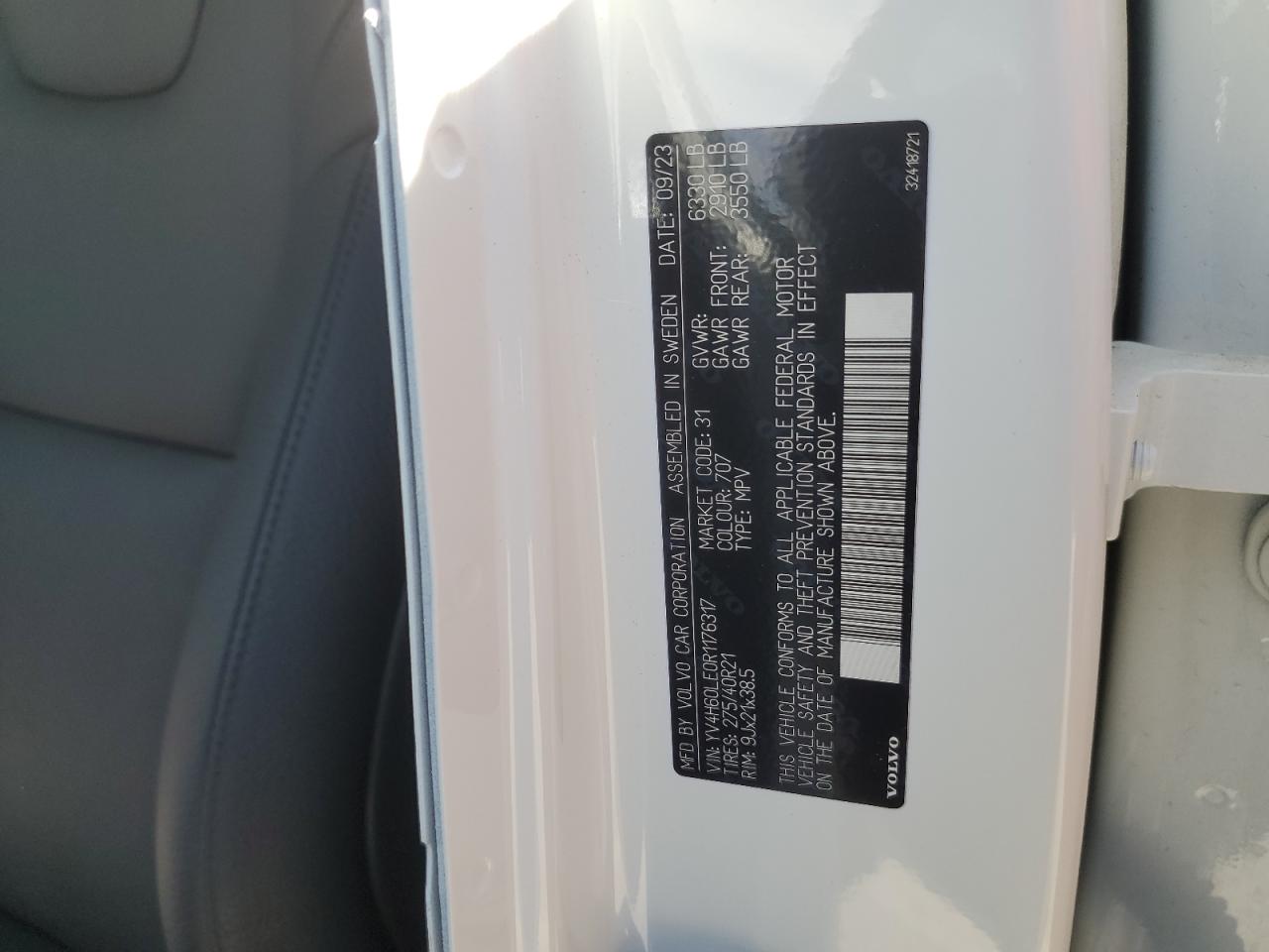 2024 VOLVO XC90 PLUS VIN:YV4H60LE0R1176317