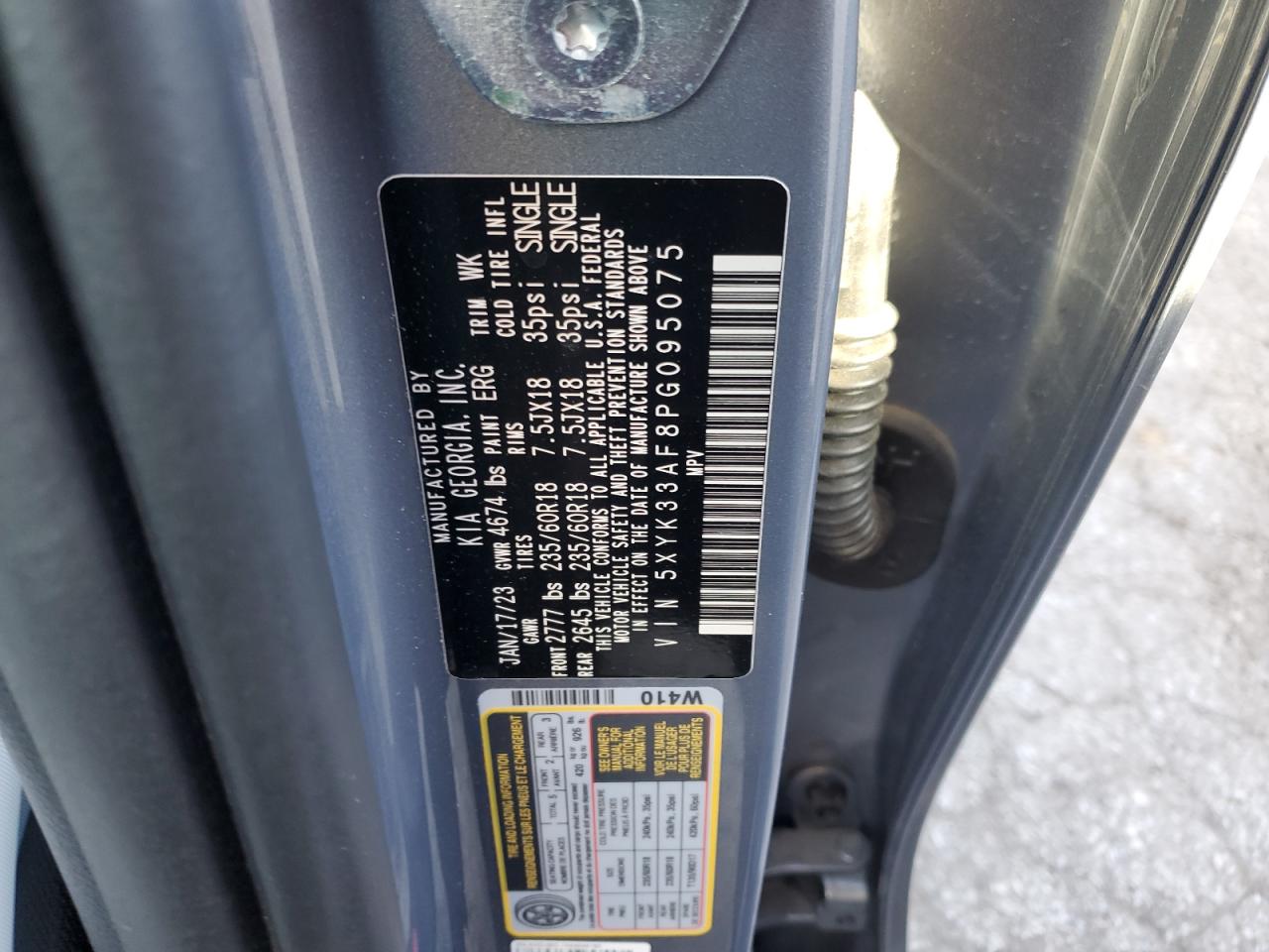 2023 KIA SPORTAGE EX VIN:5XYK33AF8PG095075