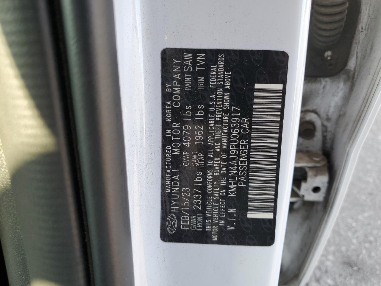 2023 HYUNDAI ELANTRA LIMITED VIN:KMHLN4AJ9PU063917