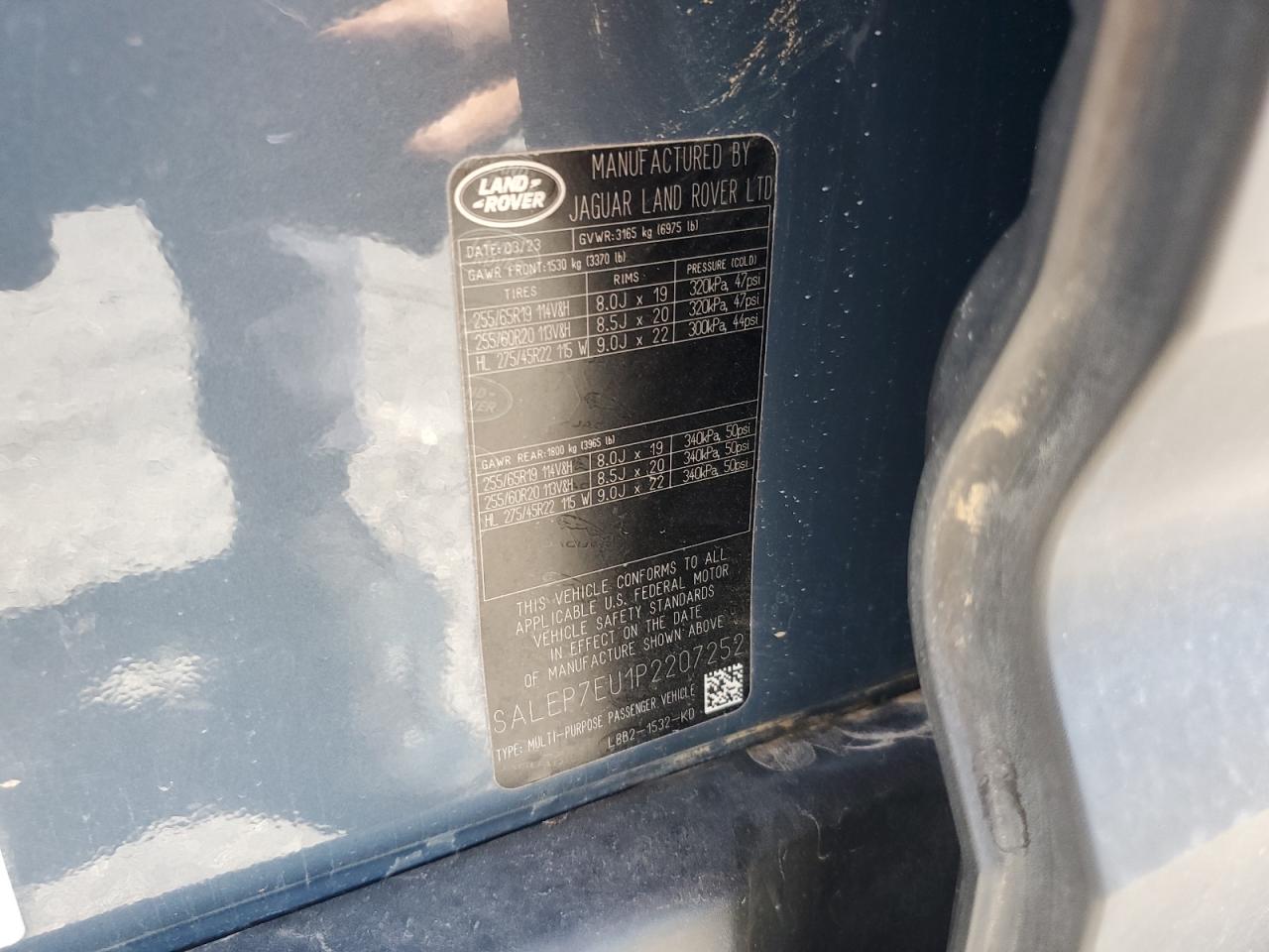 2023 LAND ROVER DEFENDER 110 SE VIN:SALEP7EU1P2207252