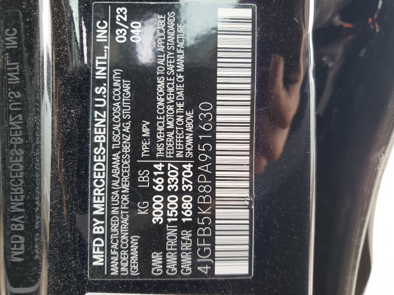 2023 MERCEDES-BENZ GLE 450 4MATIC VIN:4JGFB5KB8PA951630