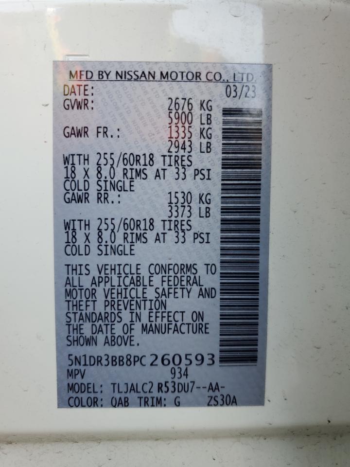 2023 NISSAN PATHFINDER SV VIN:5N1DR3BB8PC260593