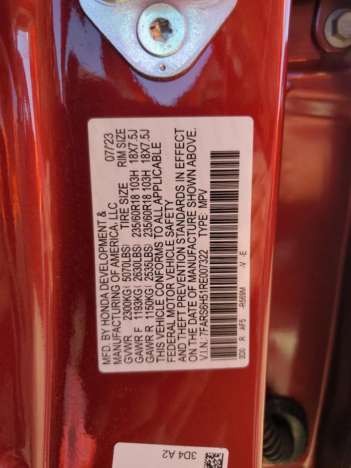 2024 HONDA CR-V SPORT VIN:7FARS6H51RE007322