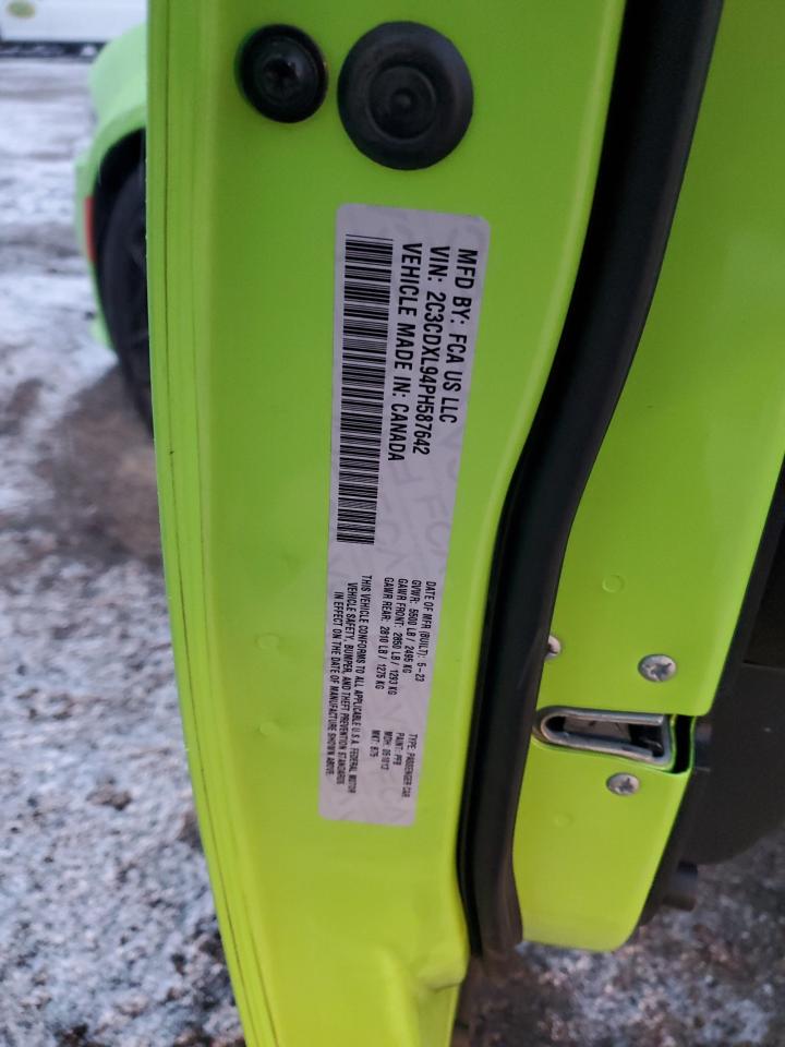 2023 DODGE CHARGER SRT HELLCAT VIN:2C3CDXL94PH587642