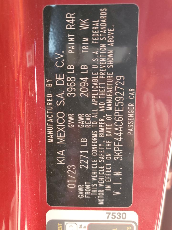 2023 KIA FORTE GT VIN:3KPF44AC6PE592729