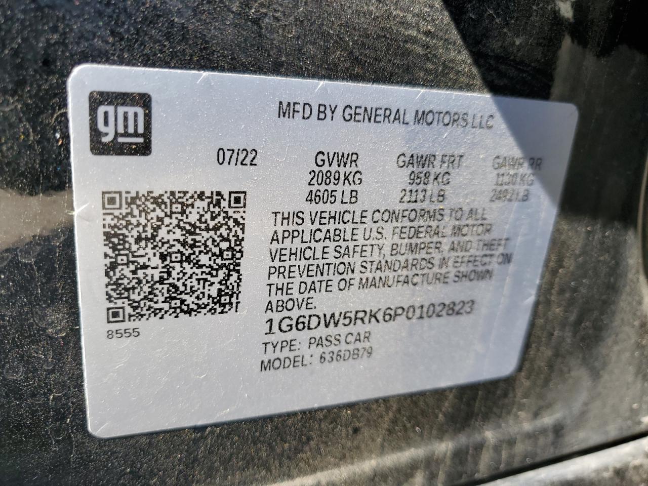 2023 CADILLAC CT5 LUXURY VIN:1G6DW5RK6P0102823