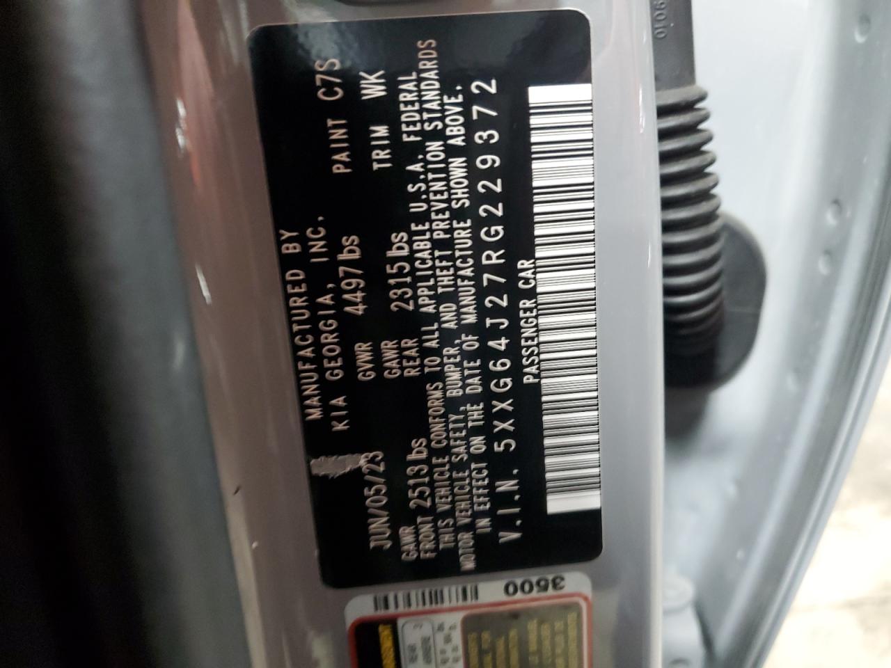 2024 KIA K5 GT LINE VIN:5XXG64J27RG229372