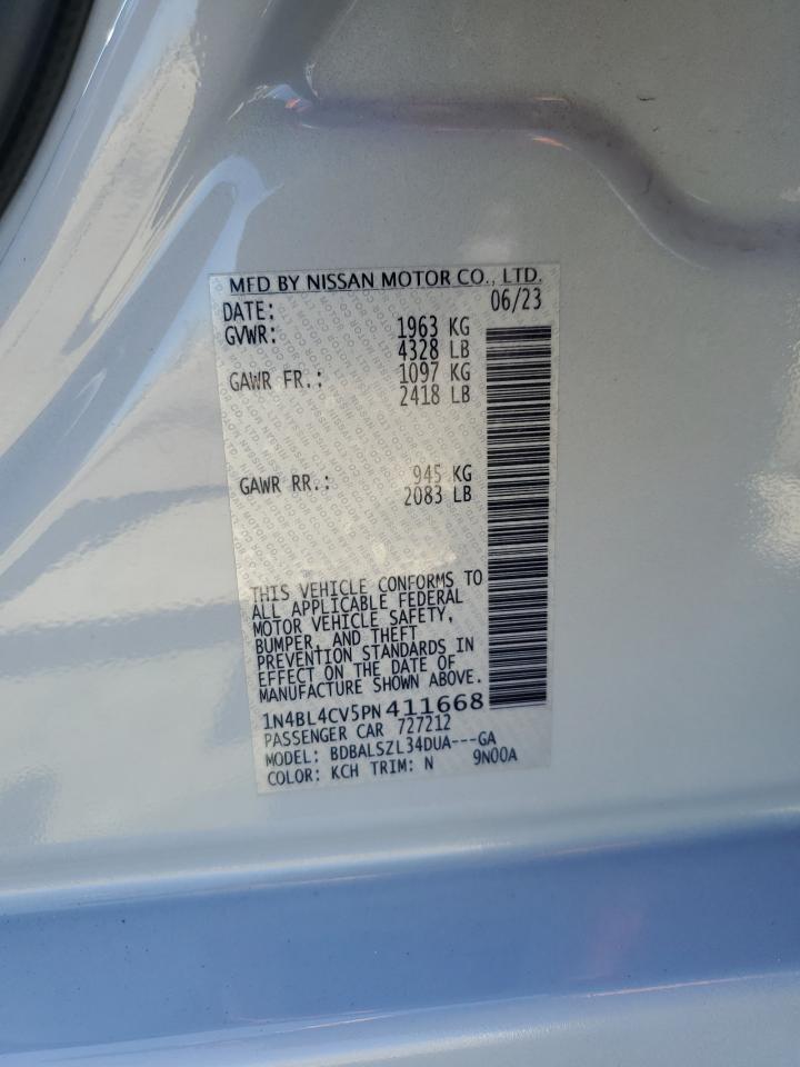 2023 NISSAN ALTIMA SR VIN:1N4BL4CV5PN411668