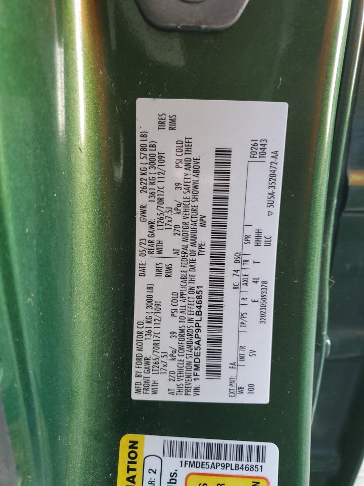 2023 FORD BRONCO BASE VIN:1FMDE5AP9PLB46851