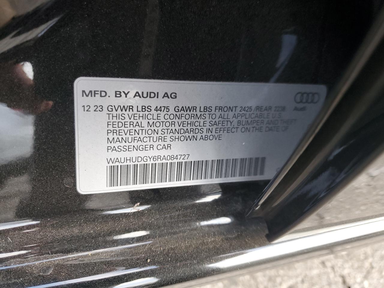 2024 AUDI A3 PREMIUM PLUS VIN:WAUHUDGY6RA084727