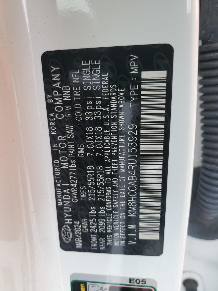 2024 HYUNDAI KONA SEL VIN:KM8HCCAB4RU153929