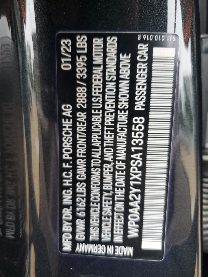 2023 PORSCHE TAYCAN VIN:WP0AA2Y1XPSA13558