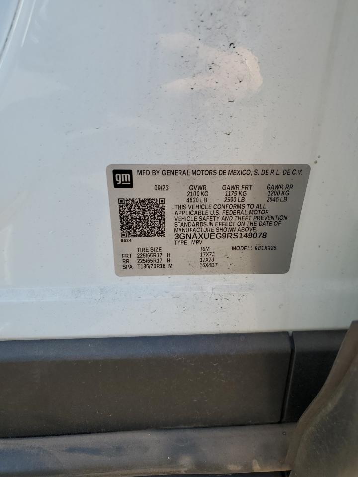 2024 CHEVROLET EQUINOX LT VIN:3GNAXUEG9RS149078