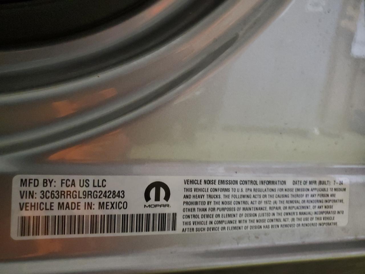 2024 RAM 3500 TRADESMAN VIN:3C63RRGL9RG242843