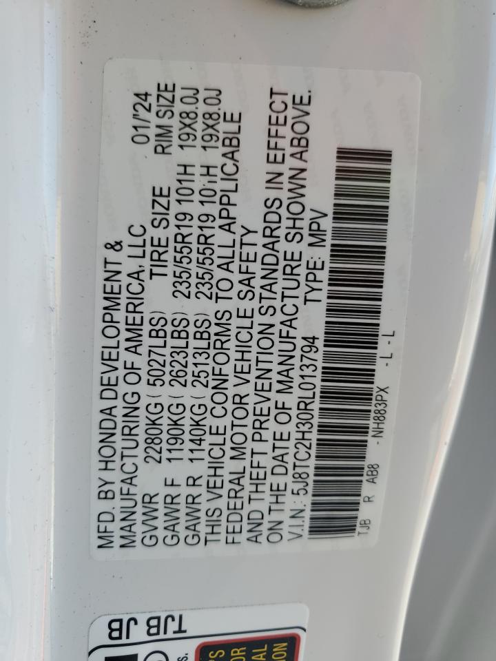 2024 ACURA RDX VIN:5J8TC2H30RL013794