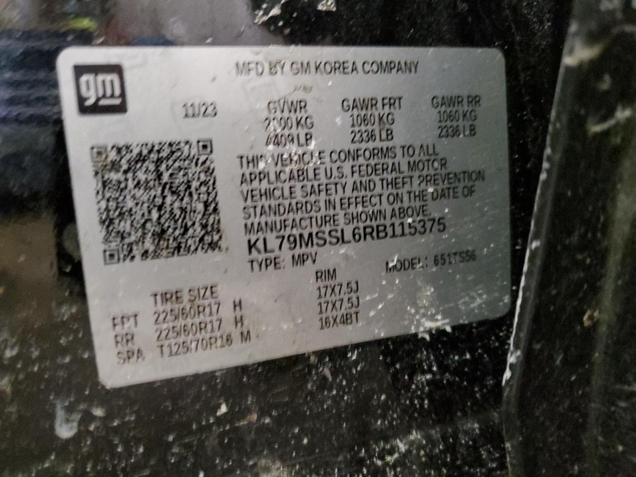 2024 CHEVROLET TRAILBLAZER ACTIV VIN:KL79MSSL6RB115375