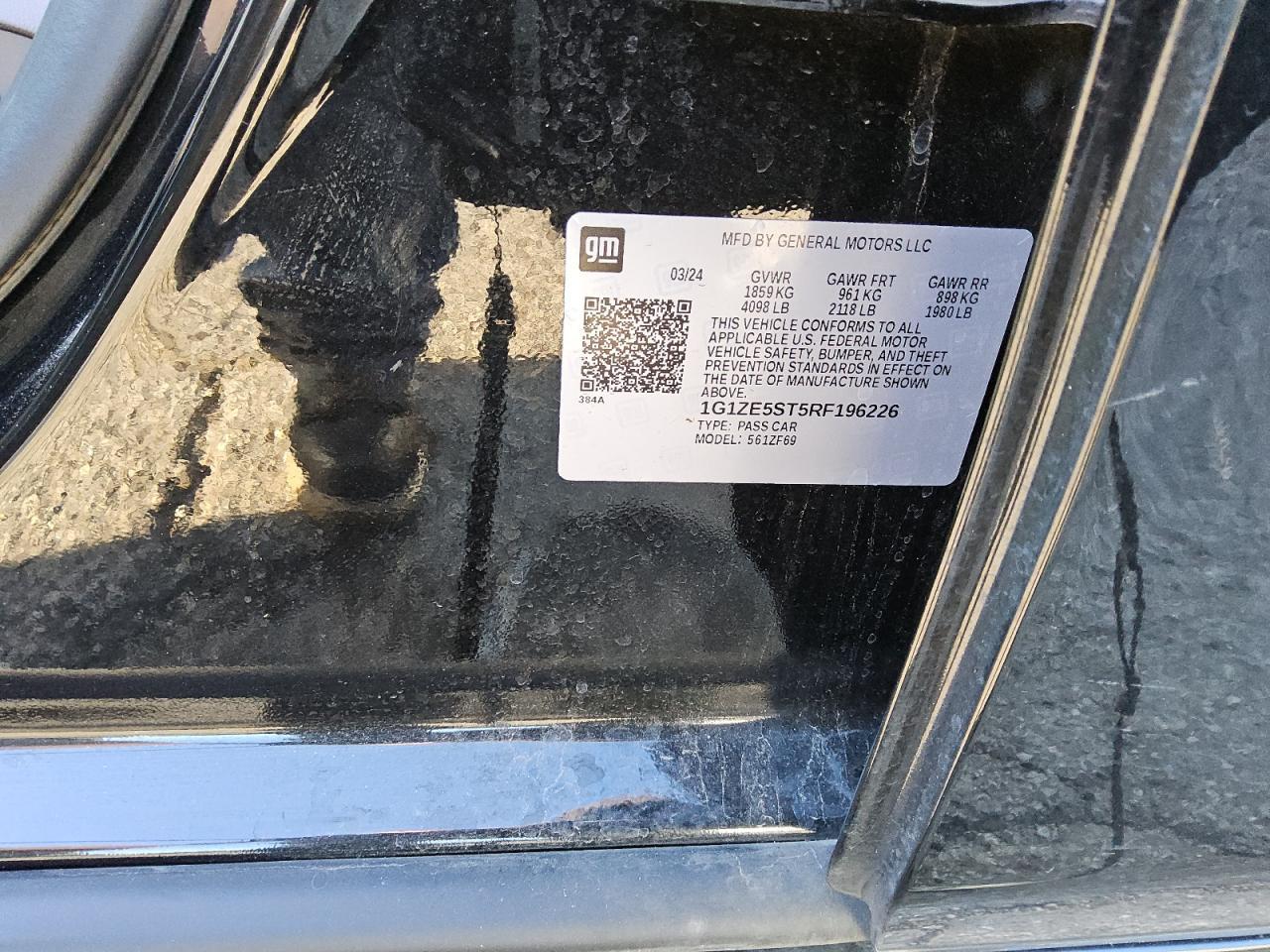 2024 CHEVROLET MALIBU PREMIER VIN:1G1ZE5ST5RF196226