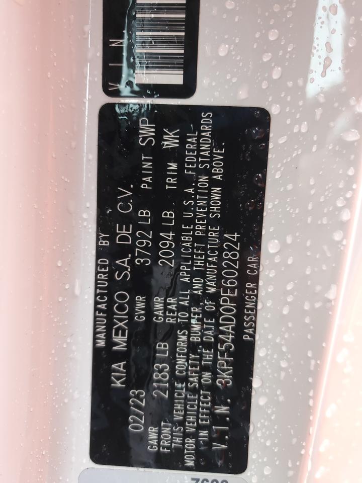 2023 KIA FORTE GT LINE VIN:3KPF54AD0PE602824