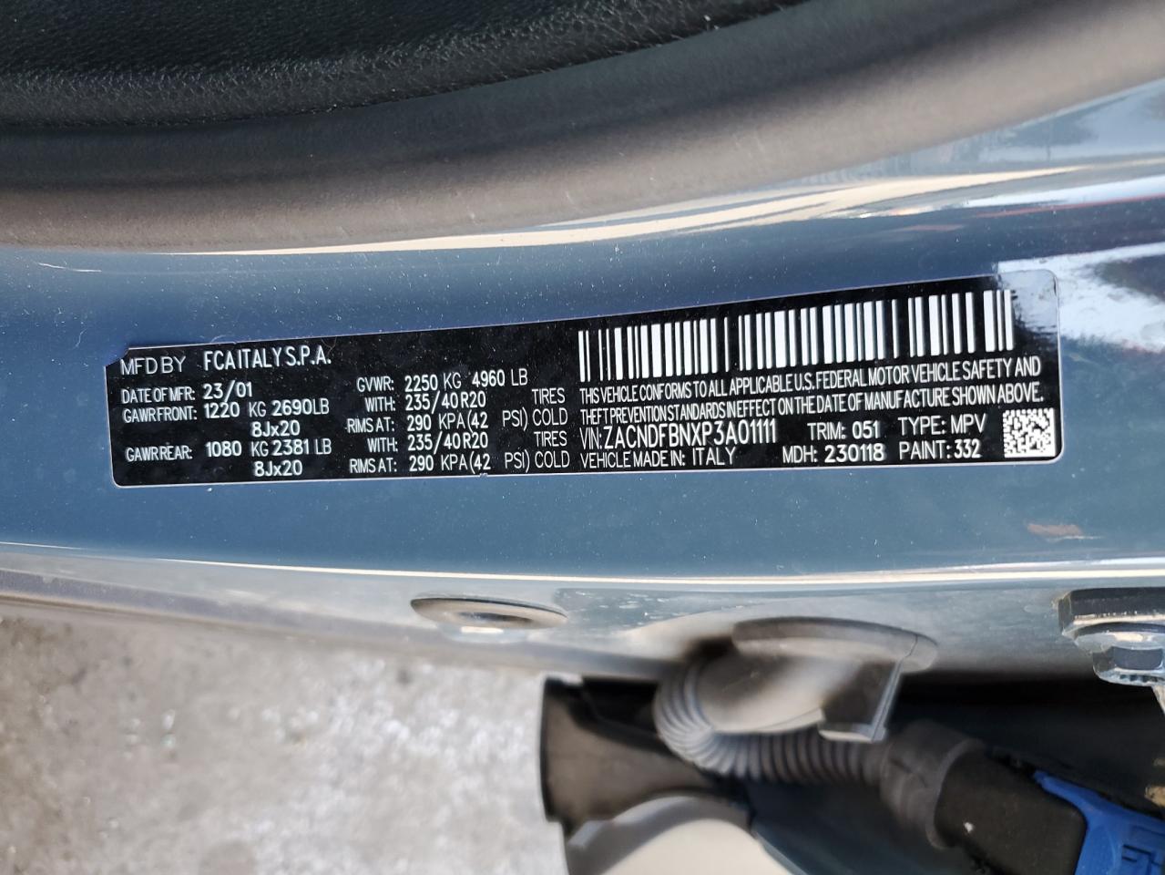 2023 DODGE HORNET GT PLUS VIN:ZACNDFBNXP3A01111