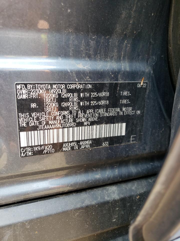 2022 TOYOTA VENZA LE VIN:JTEAAAAH9NJ108982