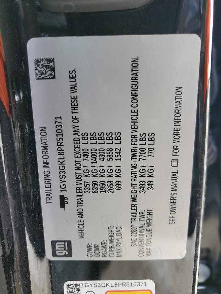 2023 CADILLAC ESCALADE SPORT PLATINUM VIN:1GYS3GKL8PR510371