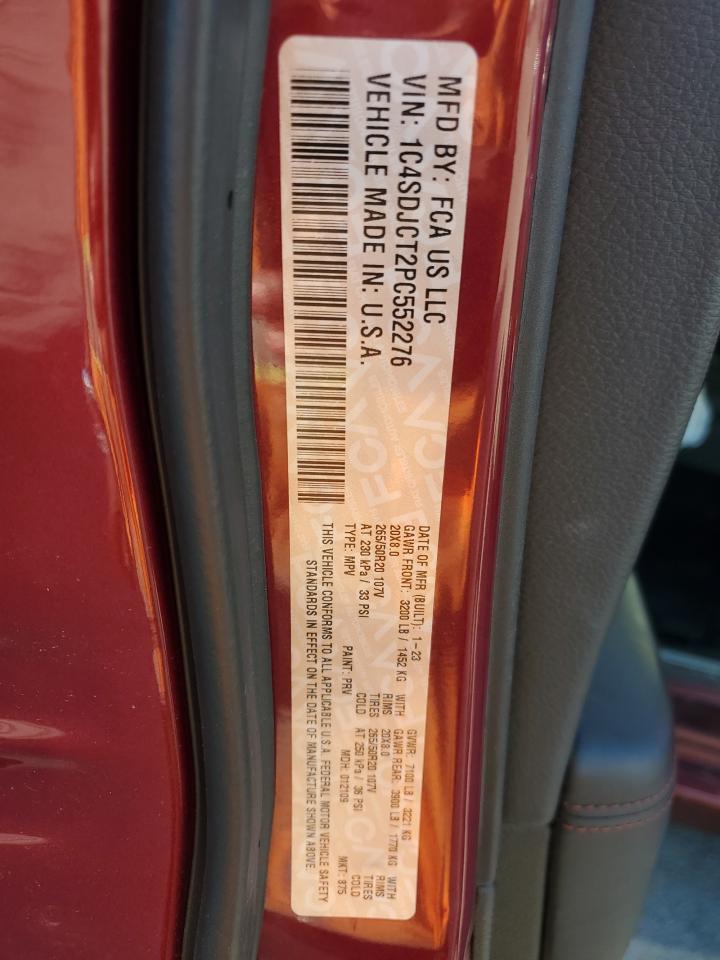 2023 DODGE DURANGO R/T VIN:1C4SDJCT2PC552276