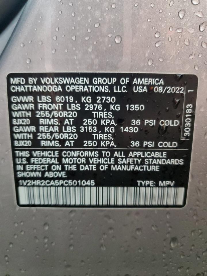 2023 VOLKSWAGEN ATLAS SE VIN:1V2HR2CA5PC501045