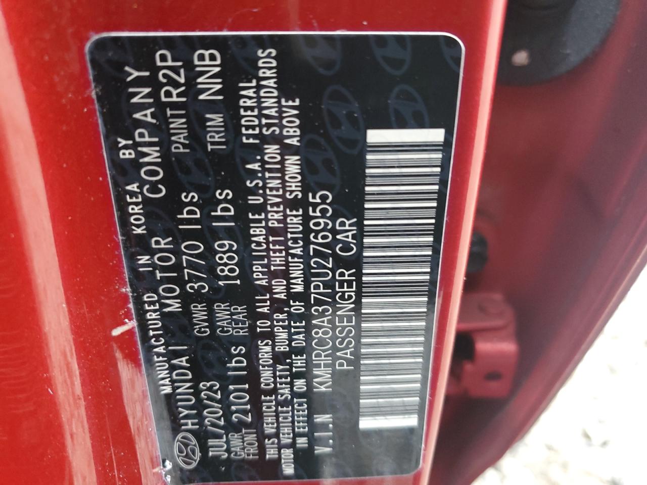 2023 HYUNDAI VENUE SEL VIN:KMHRC8A37PU276955