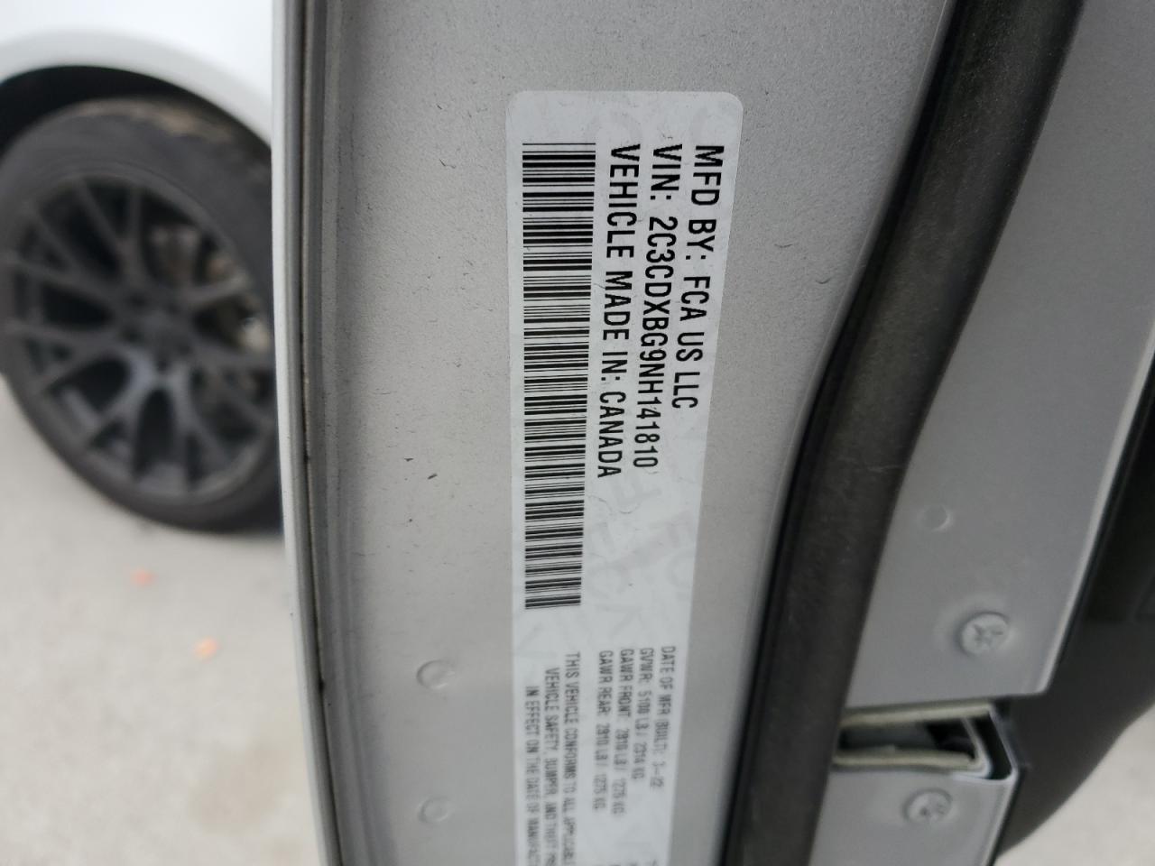 2022 DODGE CHARGER SXT VIN:2C3CDXBG9NH141810