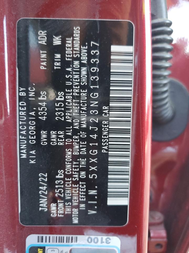 2022 KIA K5 LXS VIN:5XXG14J23NG139337