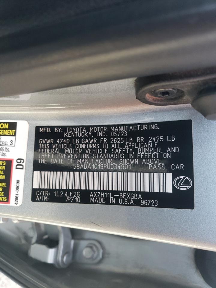 2023 LEXUS ES 300H F SPORT HANDLING VIN:58ABA1C19PU034901