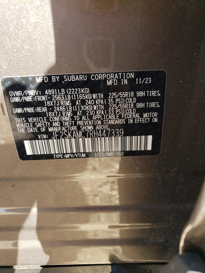 2024 SUBARU FORESTER TOURING VIN:JF2SKAMC7RH447339