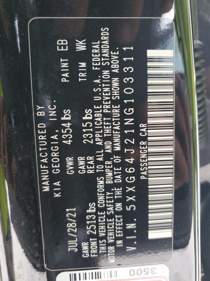 2022 KIA K5 GT LINE VIN:5XXG64J21NG103311