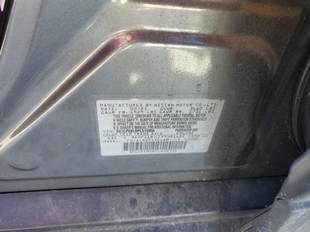 2023 NISSAN KICKS S VIN:3N1CP5BV8PL515956