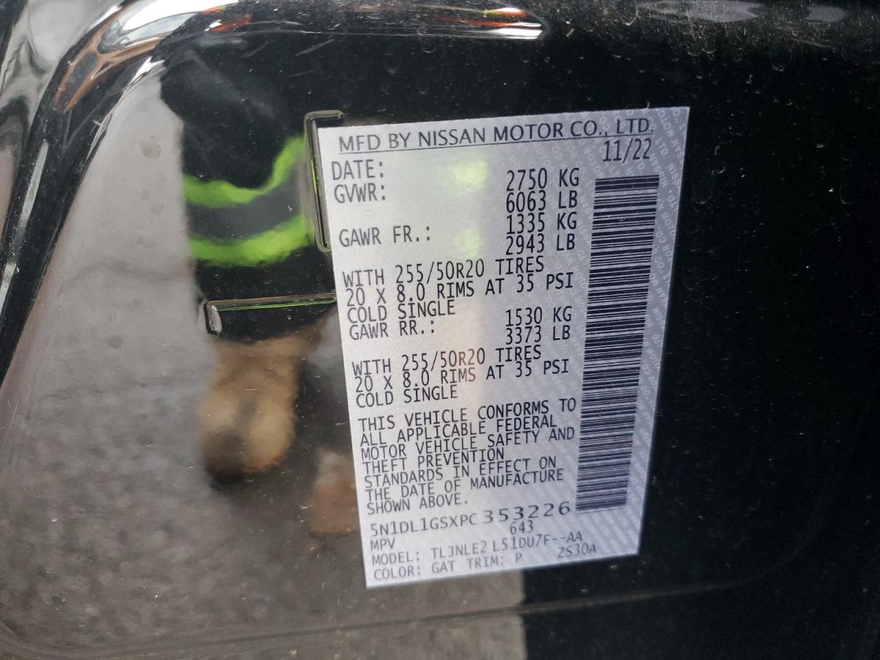 2023 INFINITI QX60 SENSORY VIN:5N1DL1GSXPC353226