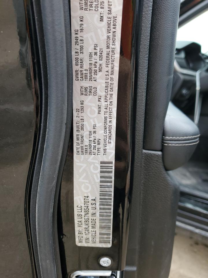 2022 JEEP GRAND CHEROKEE L LIMITED VIN:1C4RJKBG7N8547074