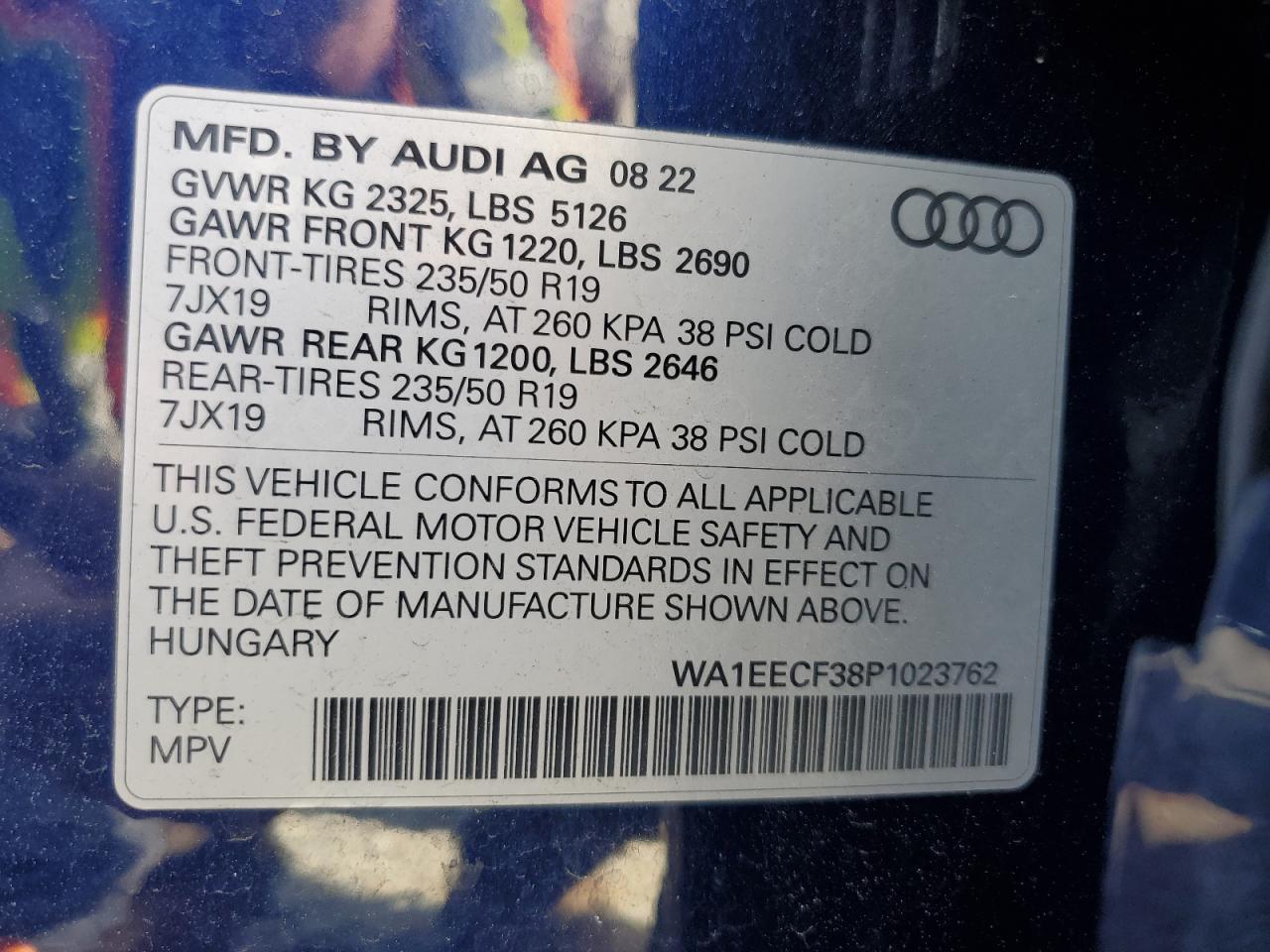 2023 AUDI Q3 PREMIUM PLUS S LINE 45 VIN:WA1EECF38P1023762