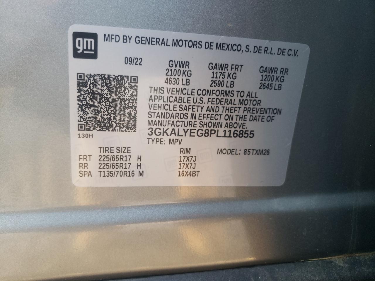 2023 GMC TERRAIN AT4 VIN:3GKALYEG8PL116855